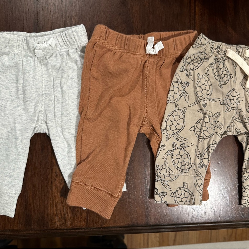 Baby Pants Set - Gray, Brown, and Turtle Print
